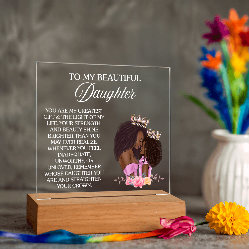 Crown Up, Queen – Daughter Acrylic Nightlight Gift from Mom