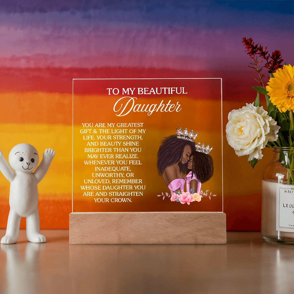 Crown Up, Queen – Daughter Acrylic Nightlight Gift from Mom