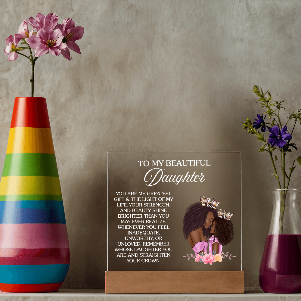 Crown Up, Queen – Daughter Acrylic Nightlight Gift from Mom