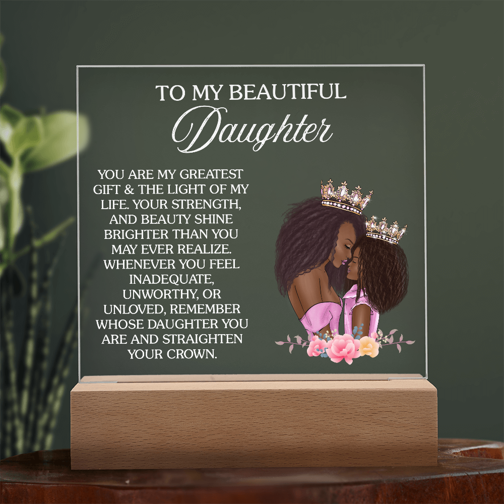 Crown Up, Queen – Daughter Acrylic Nightlight Gift from Mom