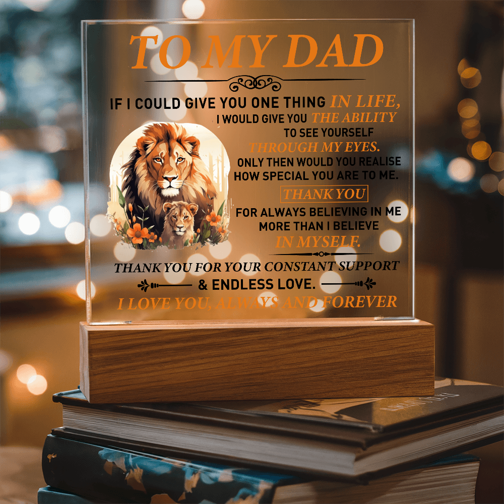 To My Dad – Lion & Cub Personalized Father's Day Acrylic Plaque