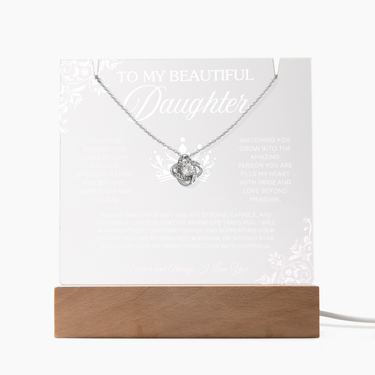 To My Beautiful Daughter – Acrylic Keepsake & Necklace Gift