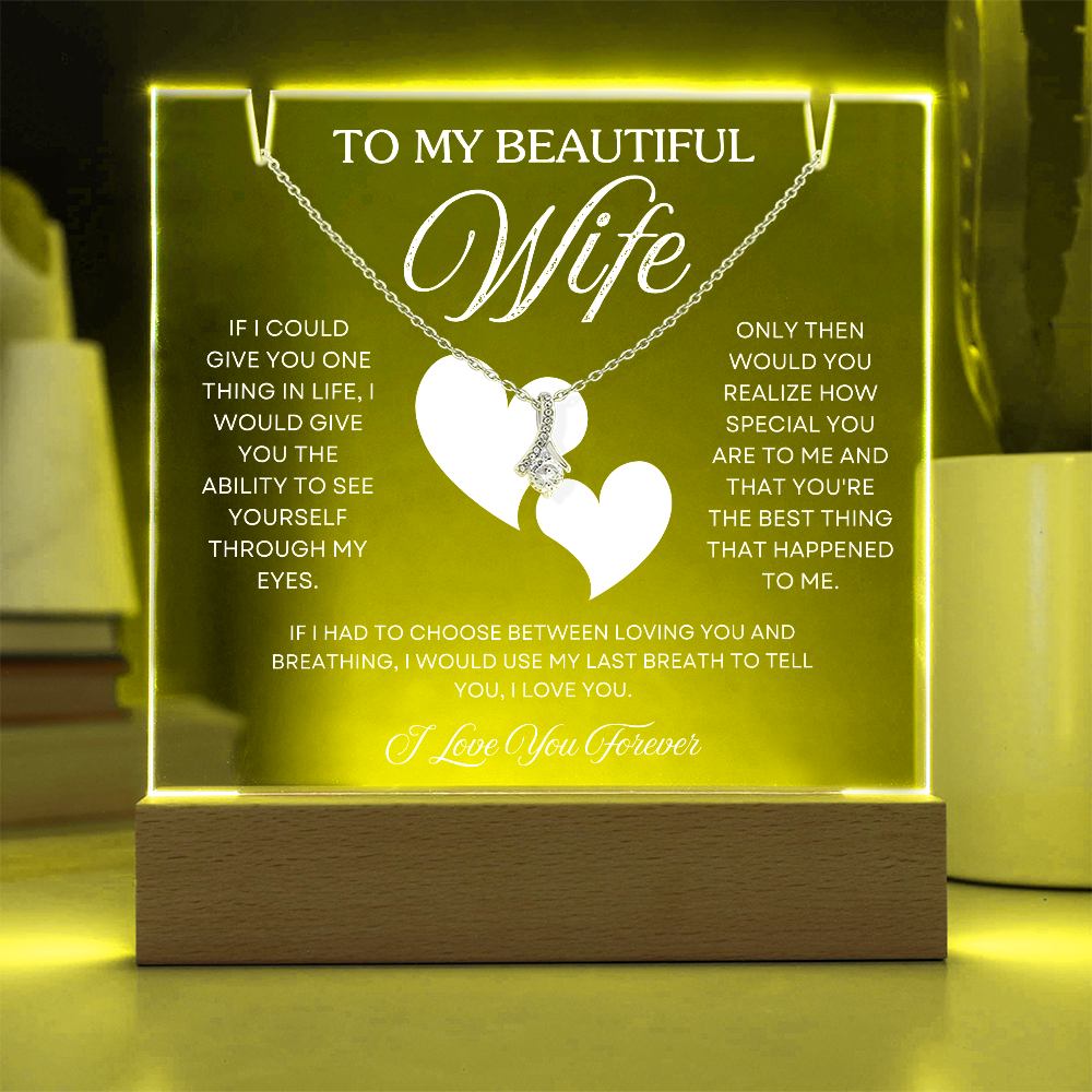 To My Wife – Acrylic Keepsake & Alluring Beauty Necklace Gift