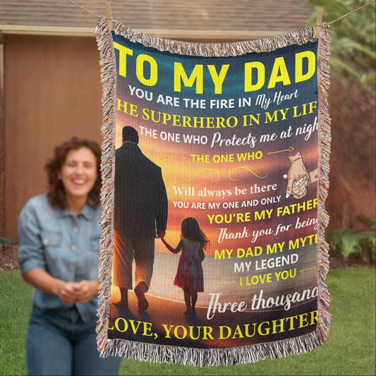 To My Dad Woven Blanket – Father Daughter Gift, Superhero Tribute