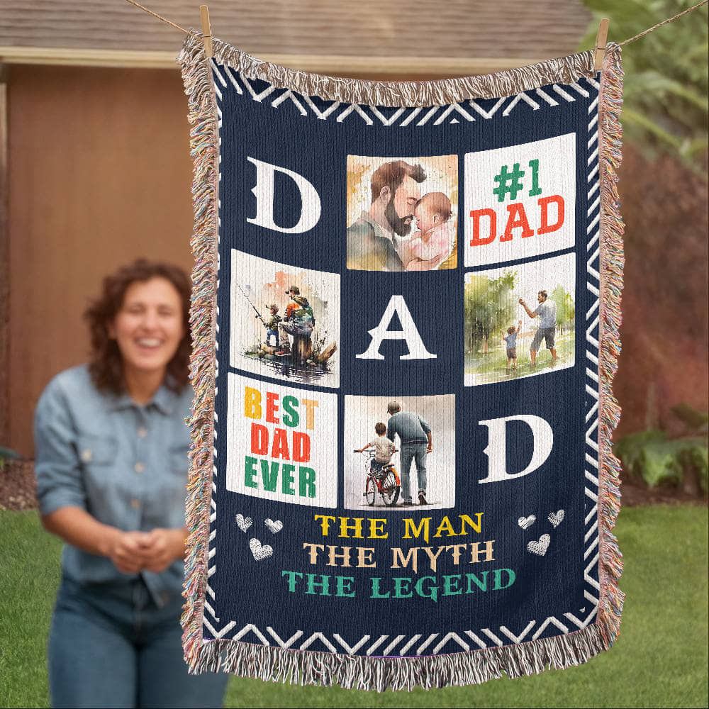 Dad Woven Blanket – The Man, The Myth, The Legend Throw
