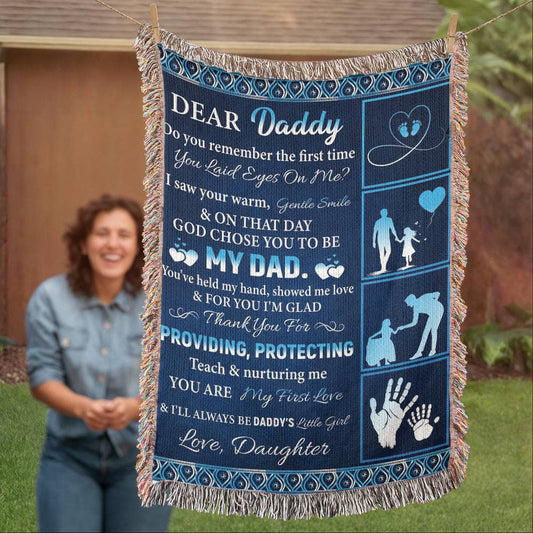 To My Dear Dad” Woven Blanket – Sentimental Father's Day Gift from Child