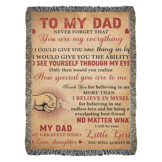 “To My Dad” Woven Blanket – Heartfelt Gift from Daughter
