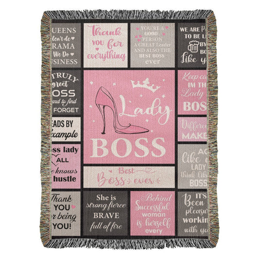 Lady Boss Woven Blanket – Empowering Gift for Women Leaders