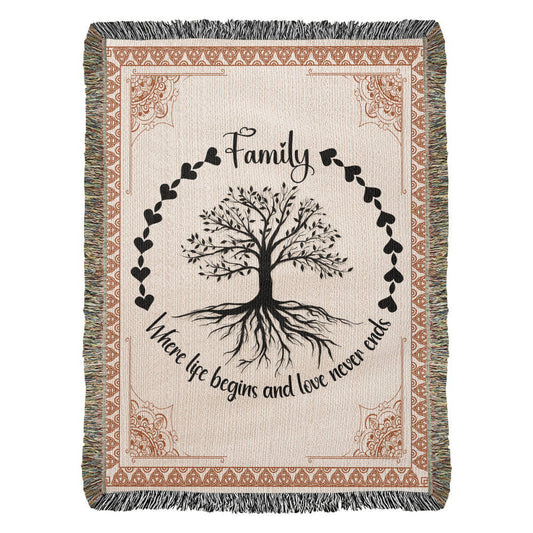 Family Roots, Celtic Tree Woven Blanket Gift for All