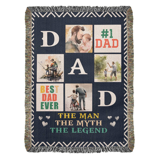 Dad Woven Blanket – The Man, The Myth, The Legend Throw