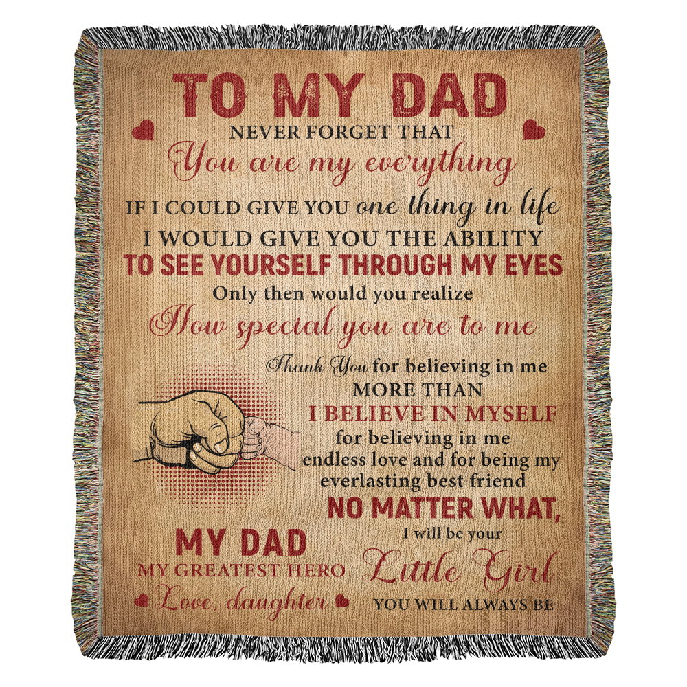 “To My Dad” Woven Blanket – Heartfelt Gift from Daughter