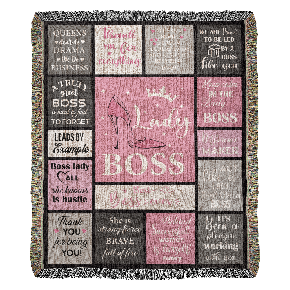 Lady Boss Woven Blanket – Empowering Gift for Women Leaders