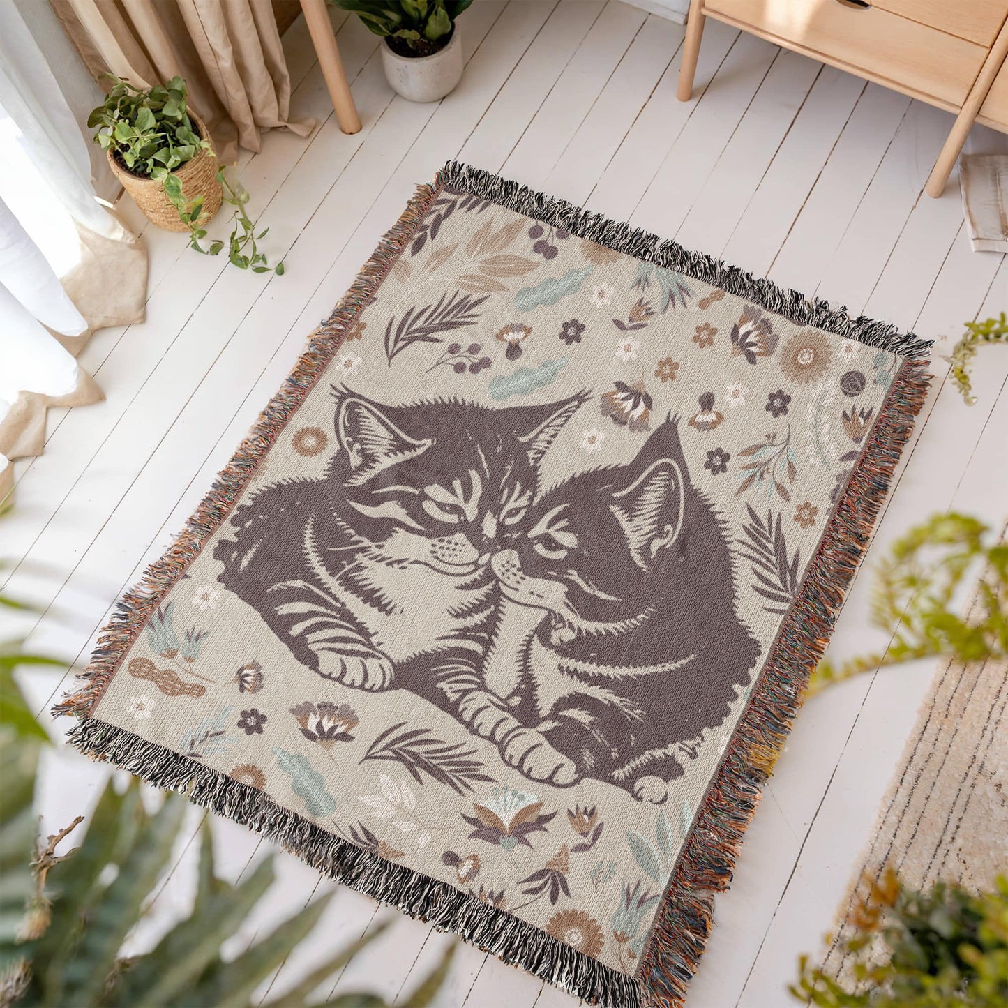 Snuggling Kitties - Woven Blanket for Cozy Comfort