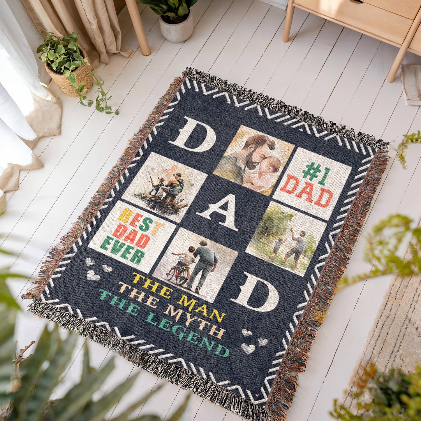 Dad Woven Blanket – The Man, The Myth, The Legend Throw