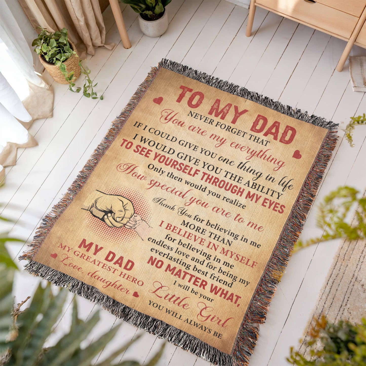 “To My Dad” Woven Blanket – Heartfelt Gift from Daughter