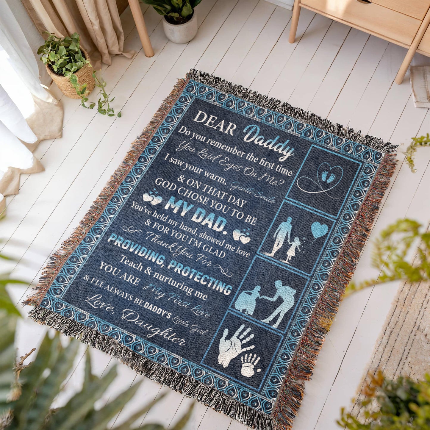 To My Dear Dad” Woven Blanket – Sentimental Father's Day Gift from Child