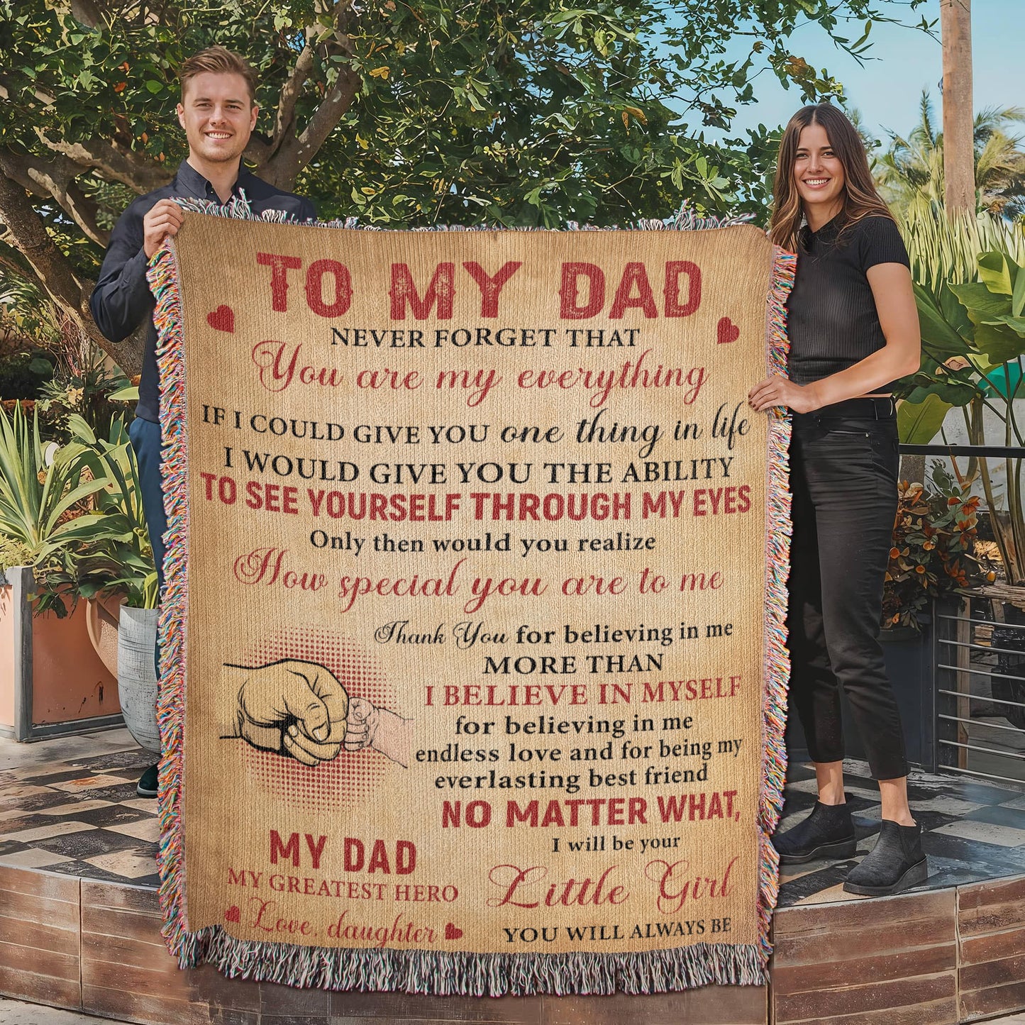 “To My Dad” Woven Blanket – Heartfelt Gift from Daughter