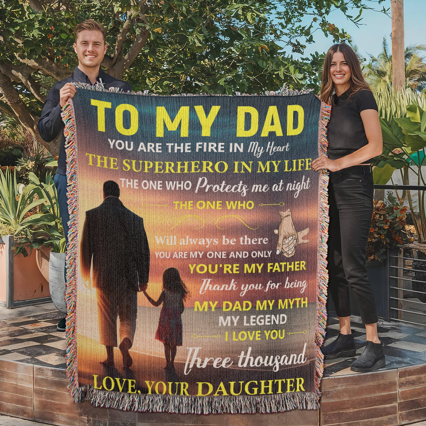 To My Dad Woven Blanket – Father Daughter Gift, Superhero Tribute