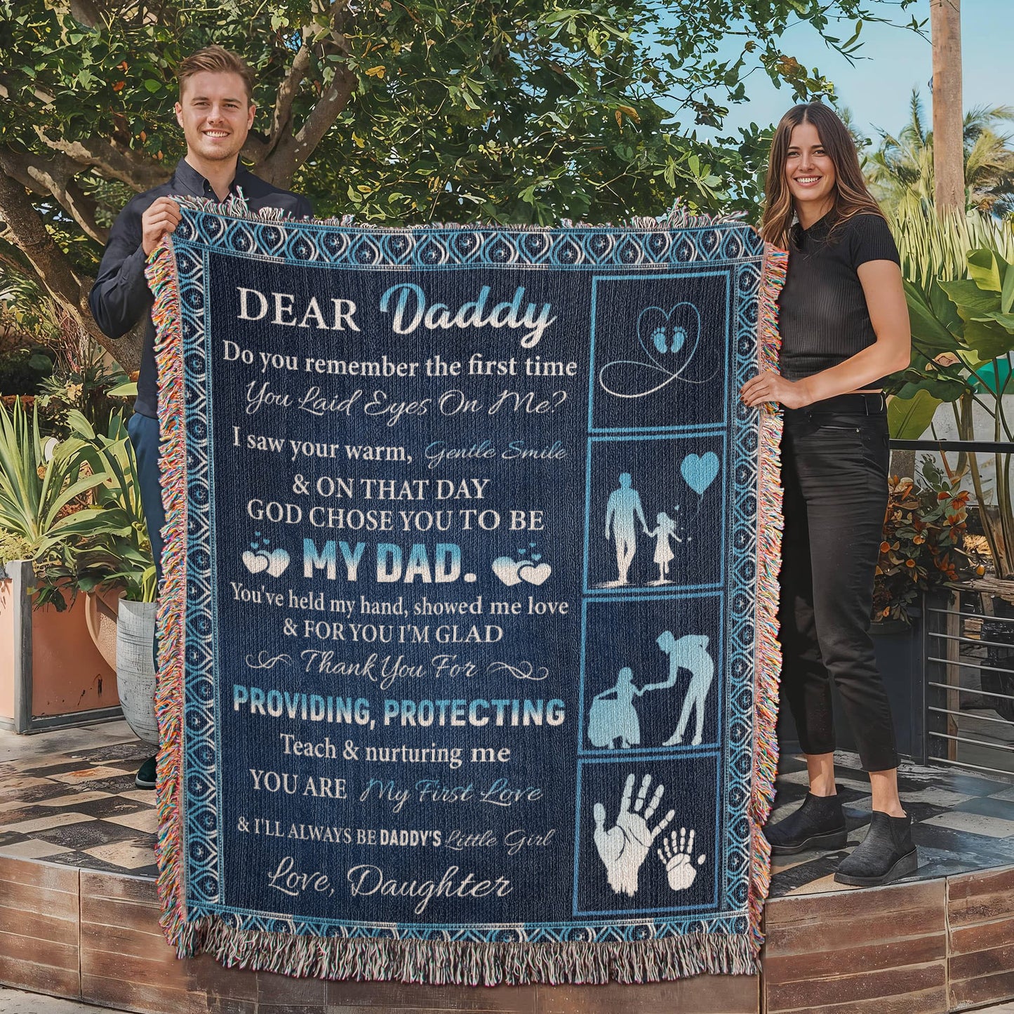 To My Dear Dad” Woven Blanket – Sentimental Father's Day Gift from Child