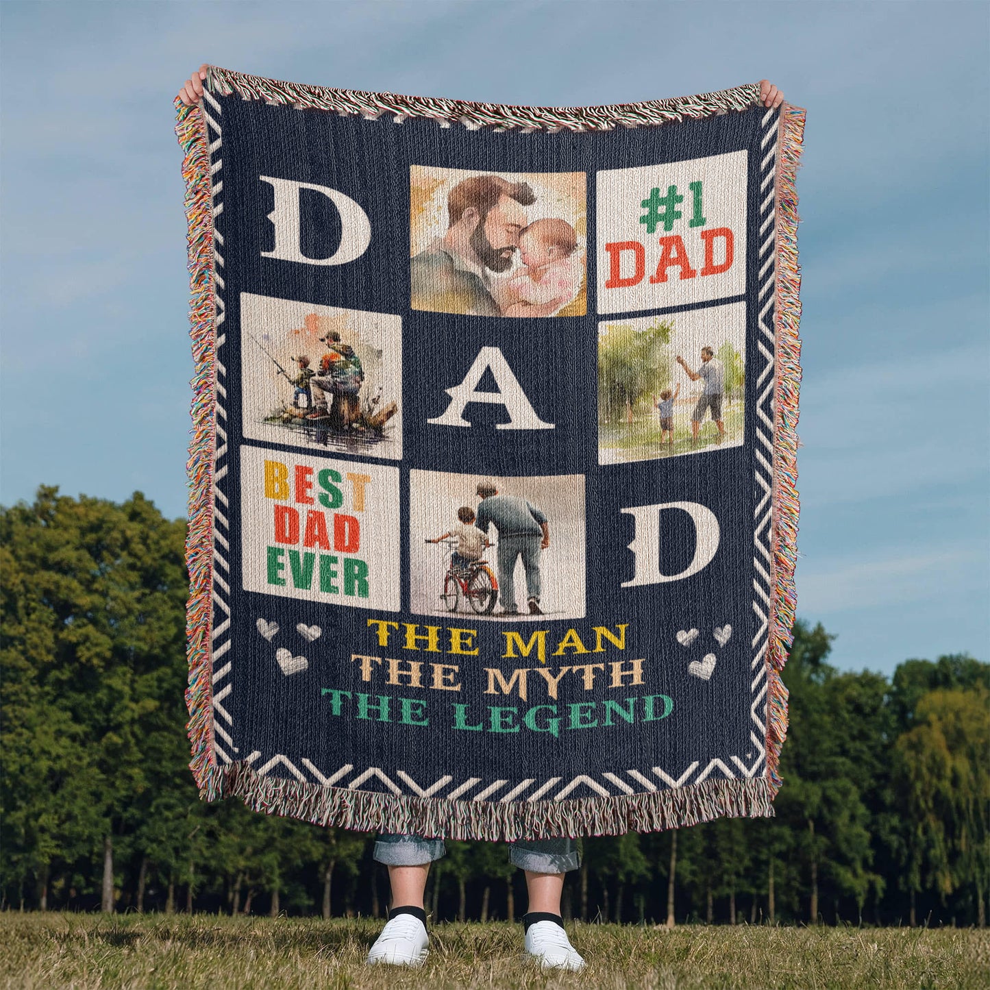 Dad Woven Blanket – The Man, The Myth, The Legend Throw