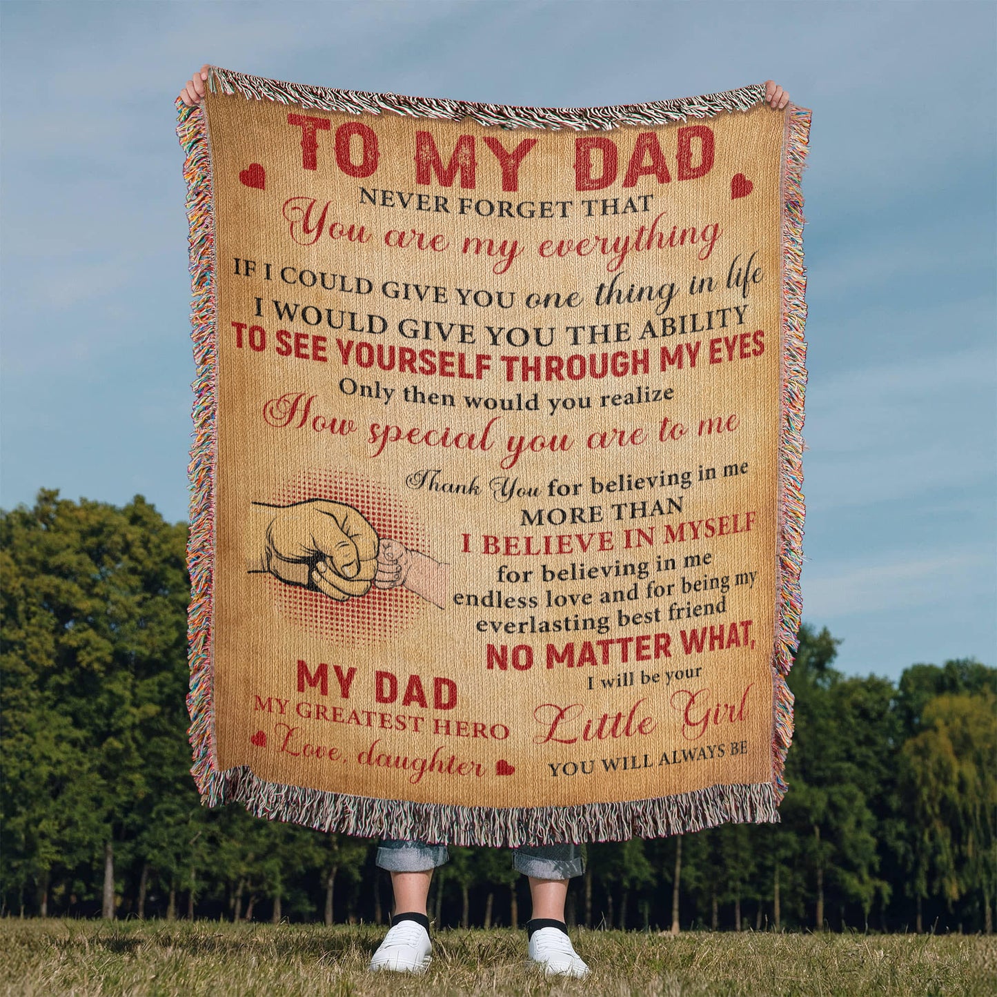 “To My Dad” Woven Blanket – Heartfelt Gift from Daughter