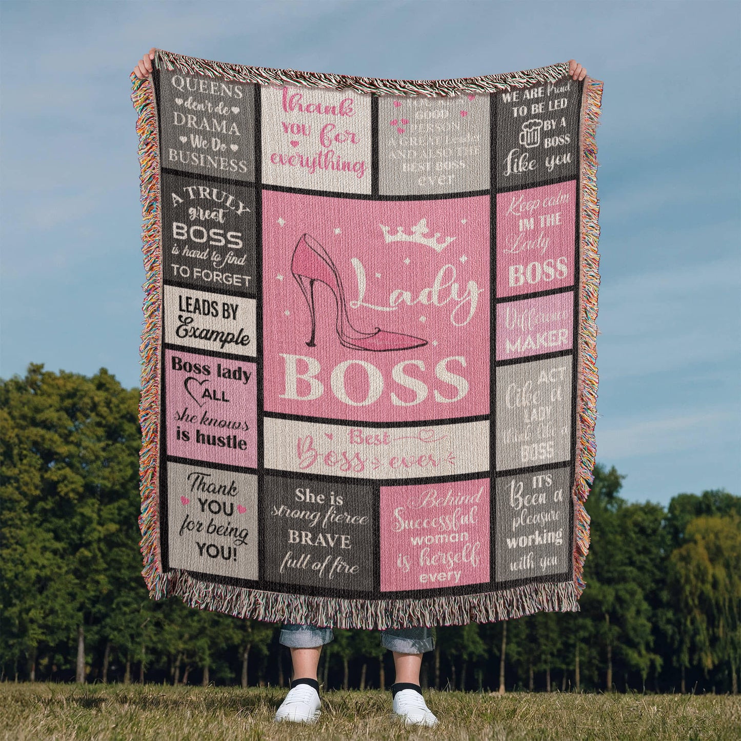 Lady Boss Woven Blanket – Empowering Gift for Women Leaders