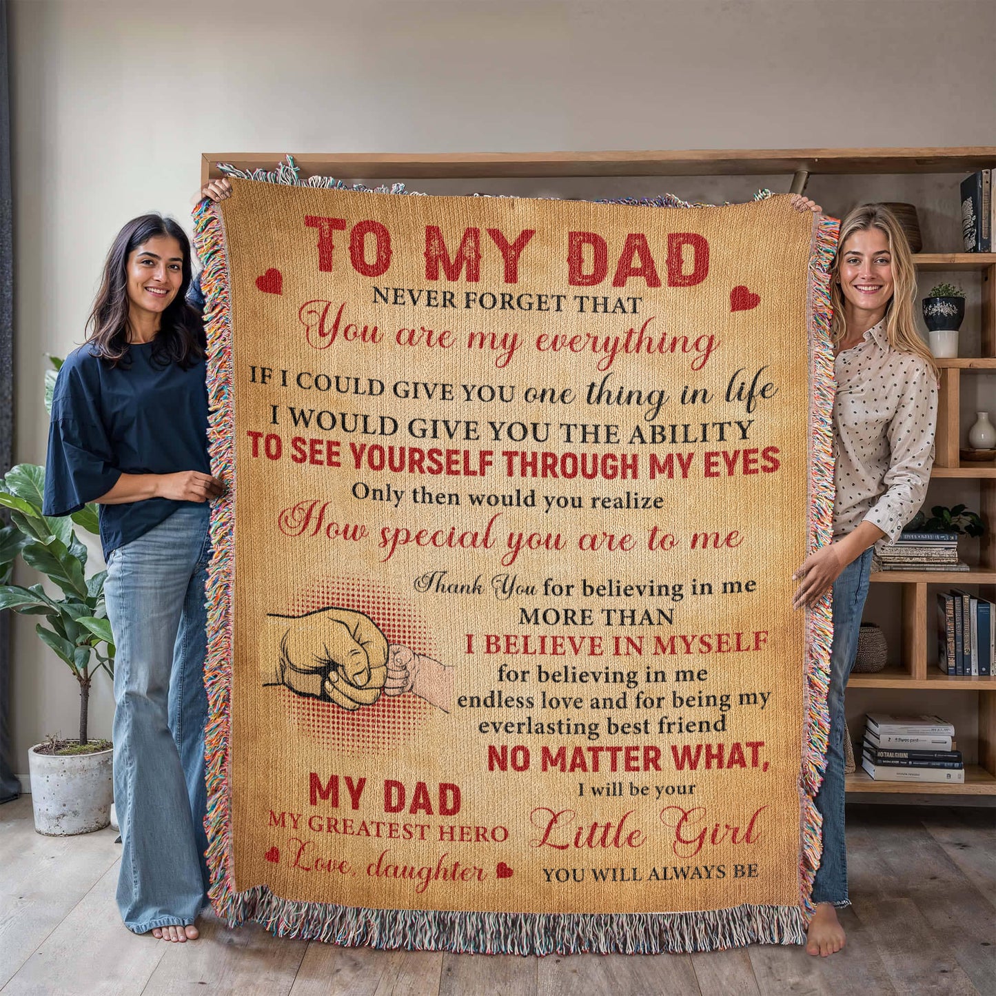 “To My Dad” Woven Blanket – Heartfelt Gift from Daughter