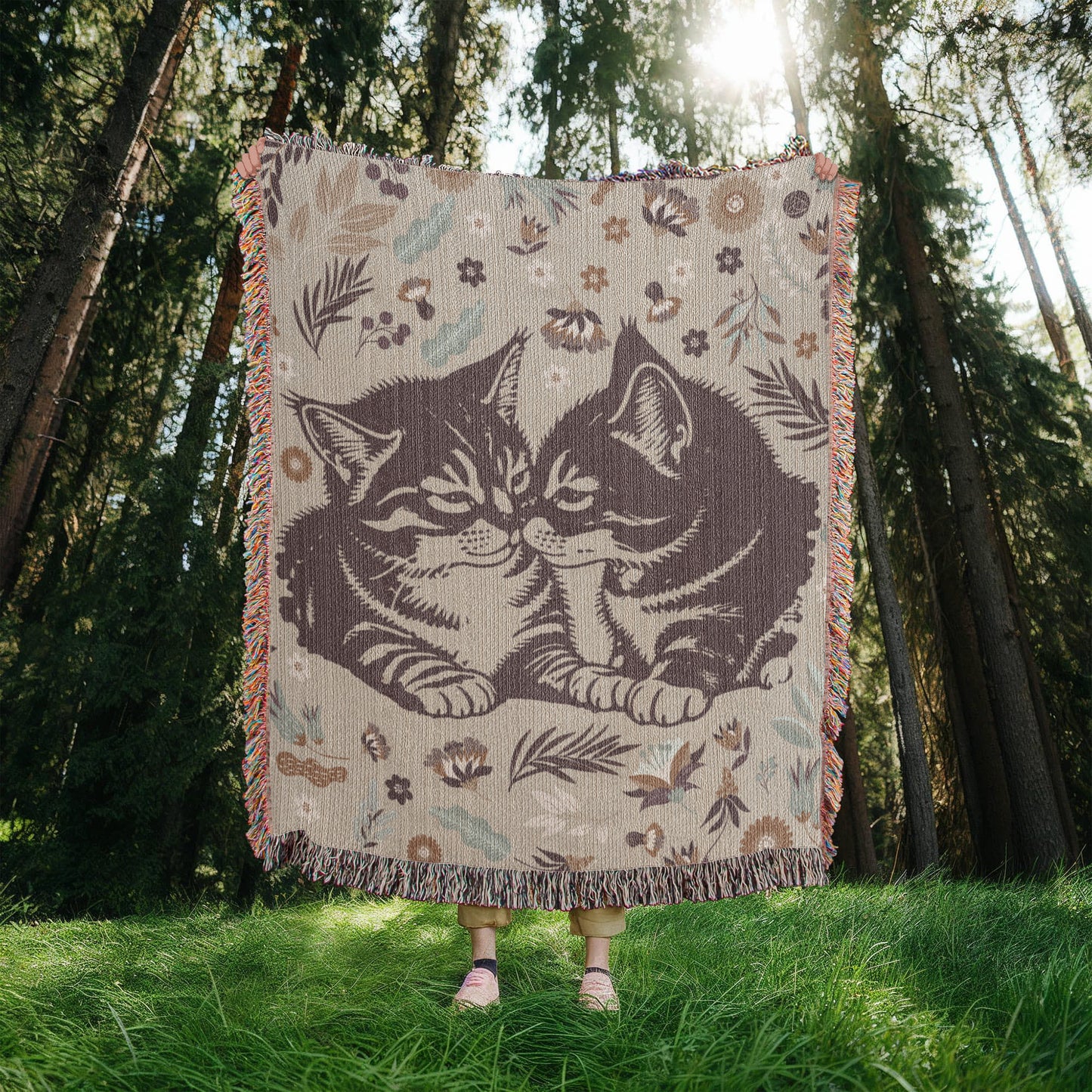 Snuggling Kitties - Woven Blanket for Cozy Comfort