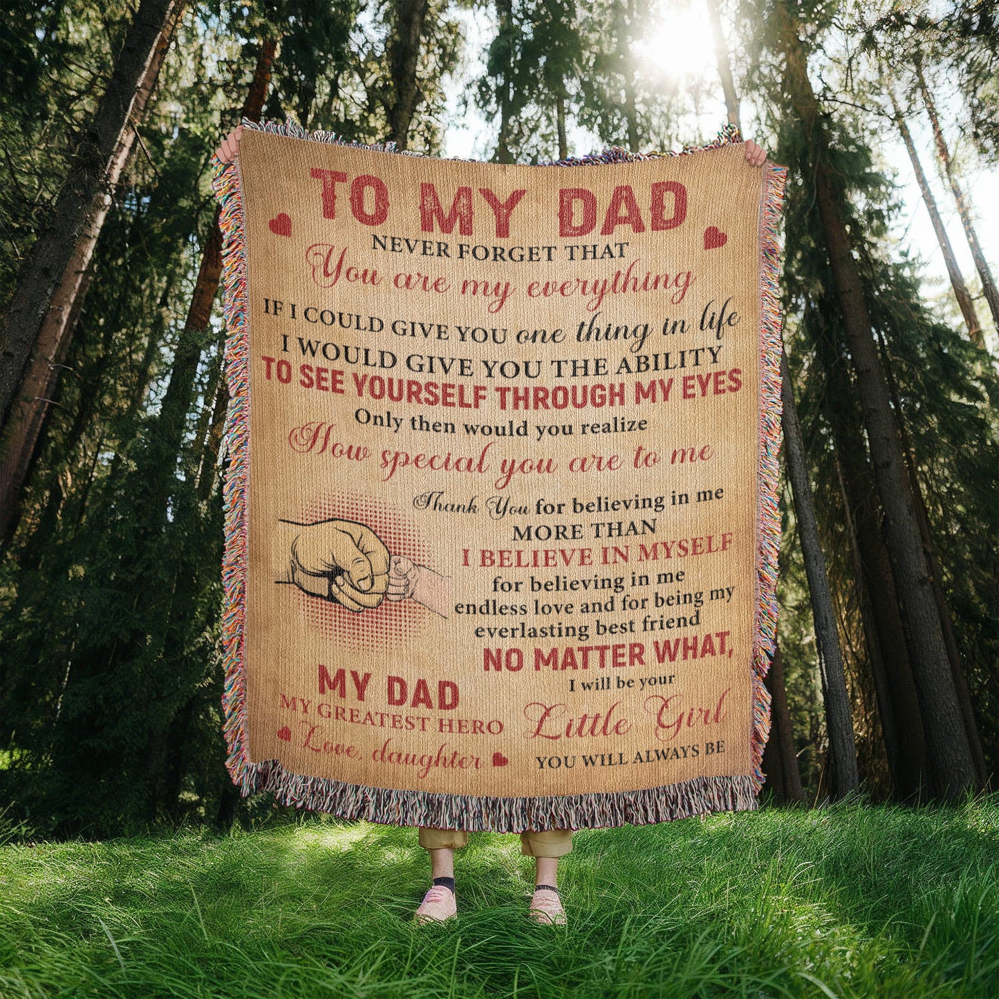 “To My Dad” Woven Blanket – Heartfelt Gift from Daughter