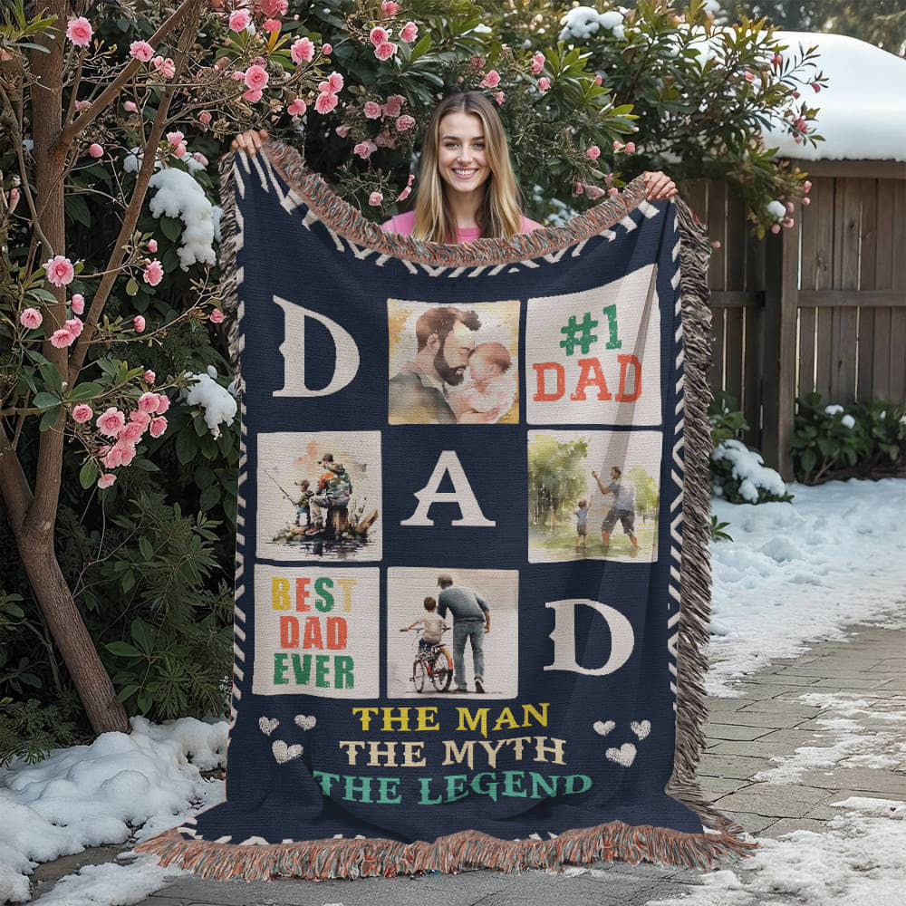 Dad Woven Blanket – The Man, The Myth, The Legend Throw