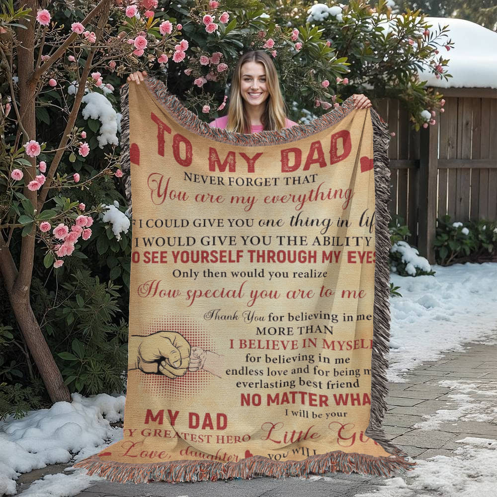“To My Dad” Woven Blanket – Heartfelt Gift from Daughter
