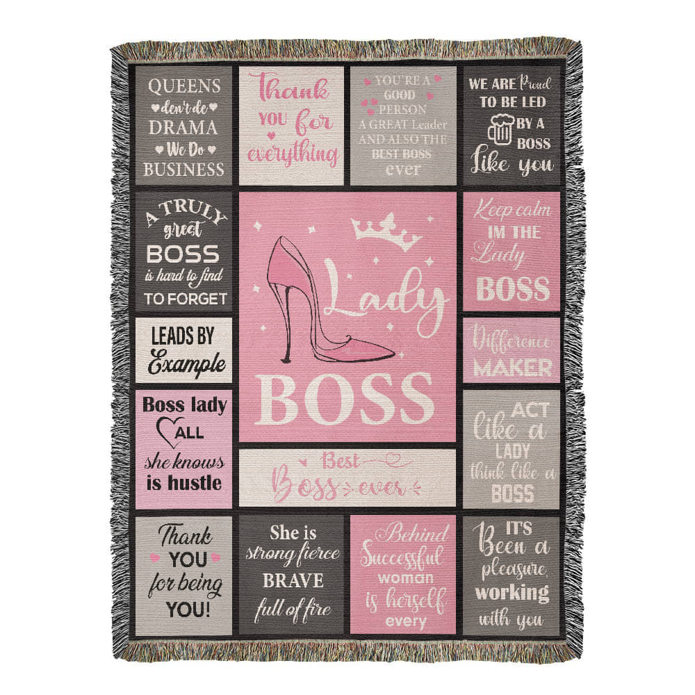 Lady Boss Woven Blanket – Empowering Gift for Women Leaders