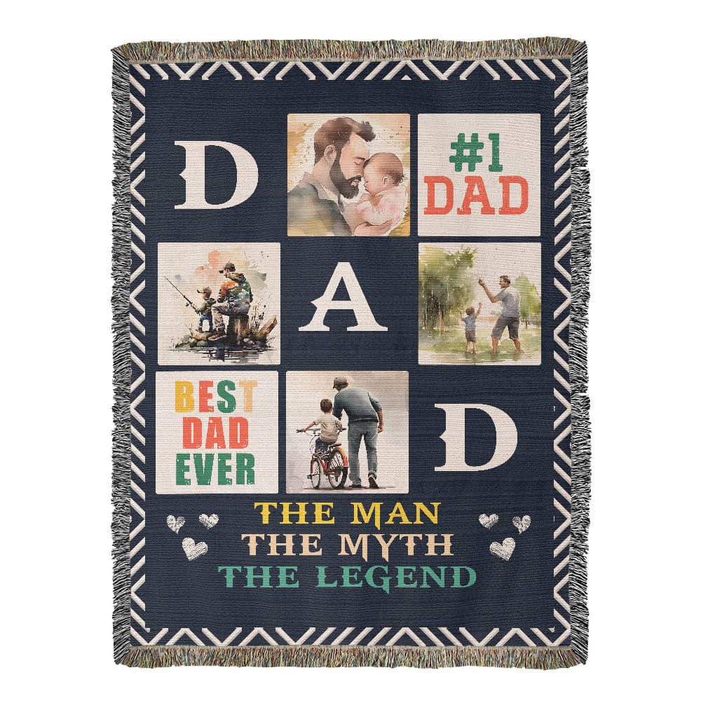 Dad Woven Blanket – The Man, The Myth, The Legend Throw