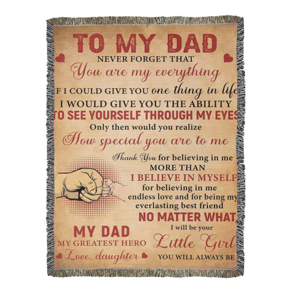 “To My Dad” Woven Blanket – Heartfelt Gift from Daughter