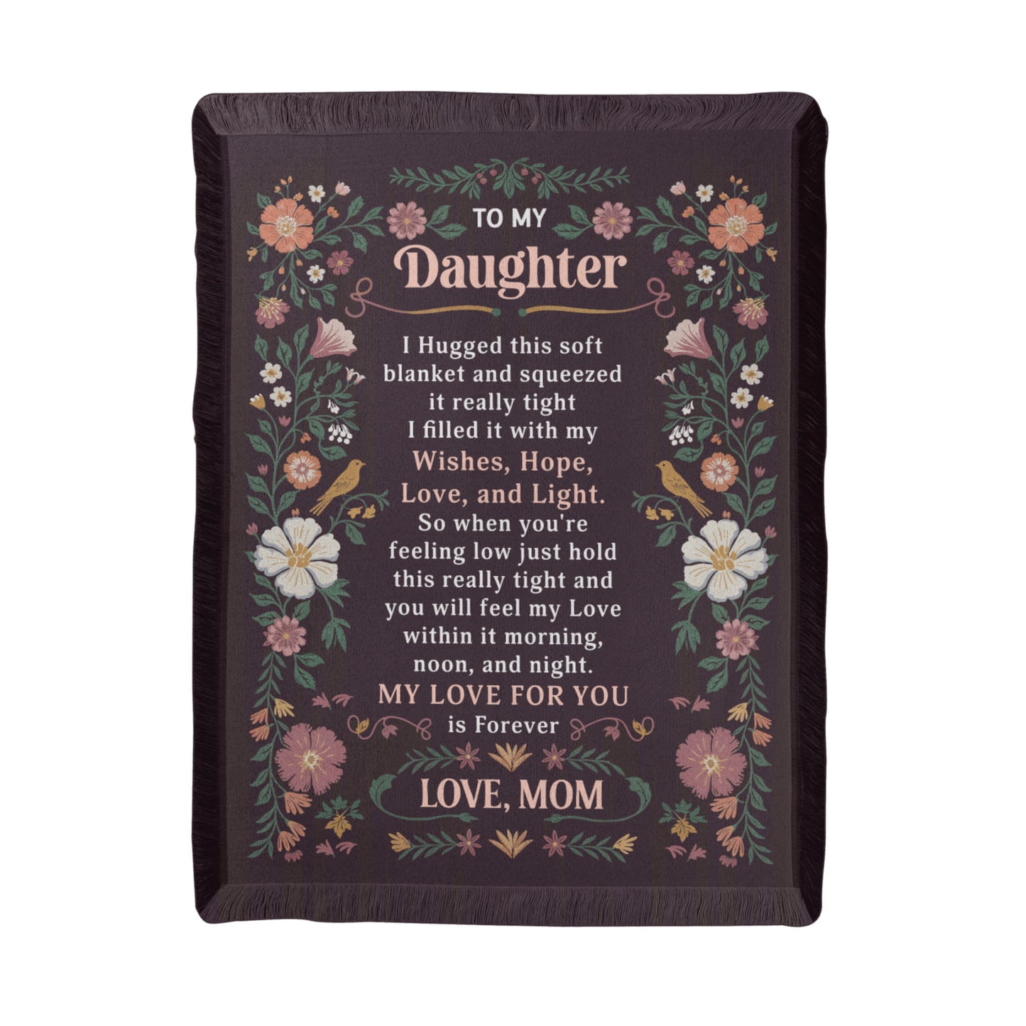 To My Daughter Woven Blanket Love from Mom Gift Cozy Throw