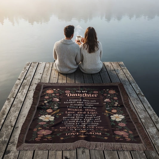 To My Daughter Woven Blanket Love from Mom Gift Cozy Throw