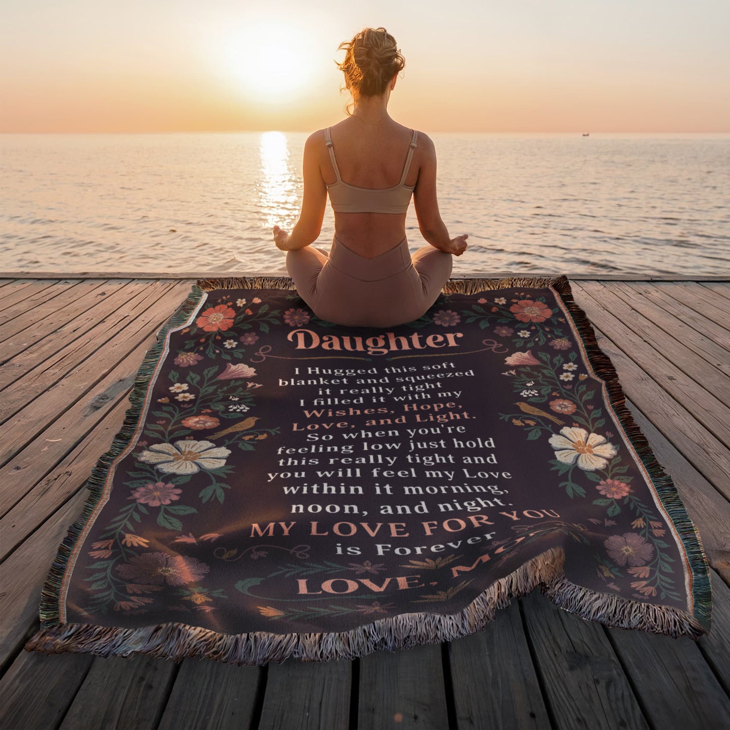 To My Daughter Woven Blanket Love from Mom Gift Cozy Throw