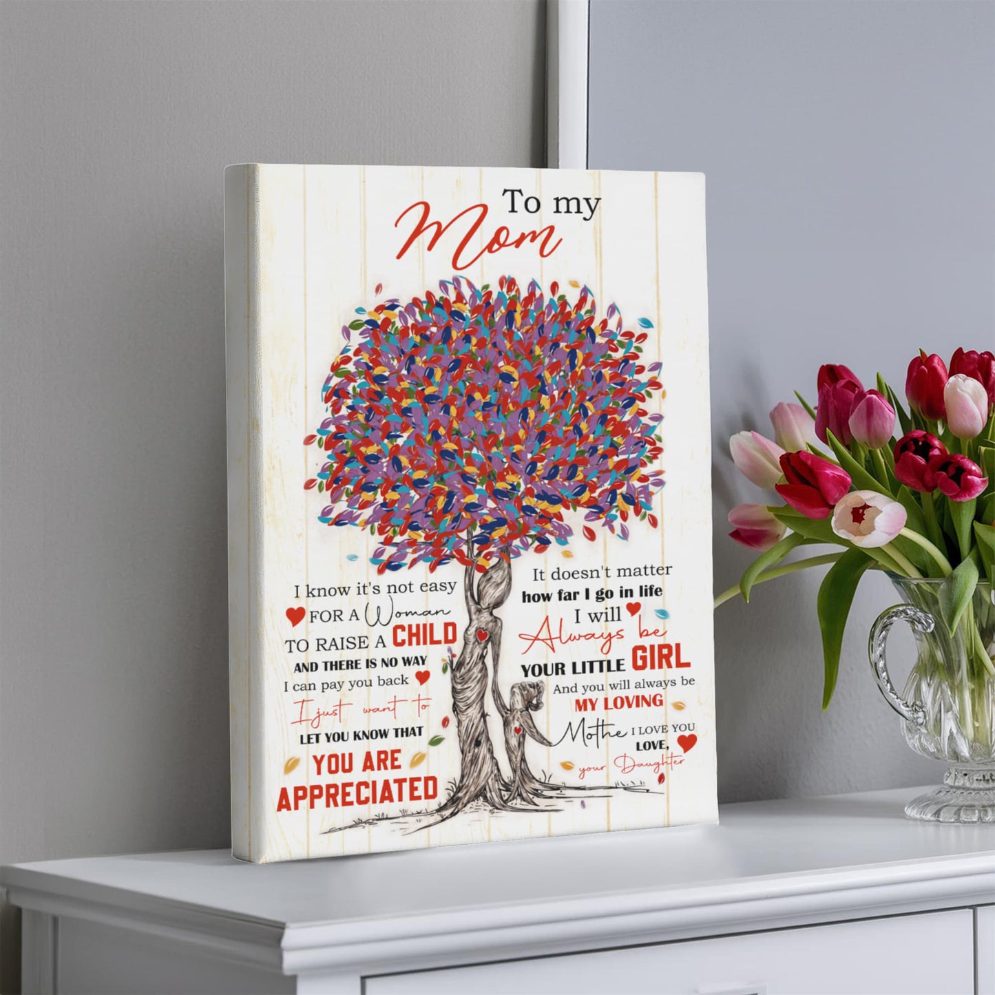 Wall Art -Celebrate Mom with this Colorful Tree of Love Canvas Print