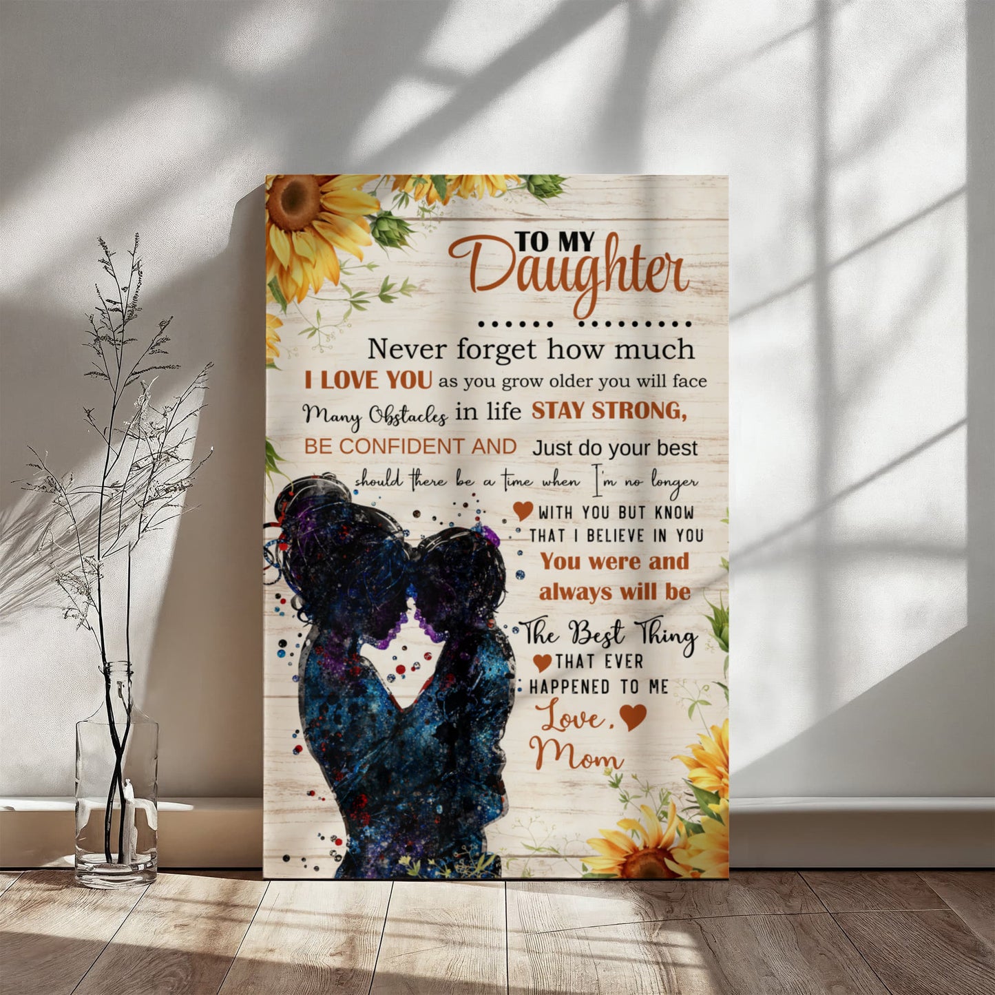 To My Daughter – Mom to Daughter Canvas Wall Art Gift