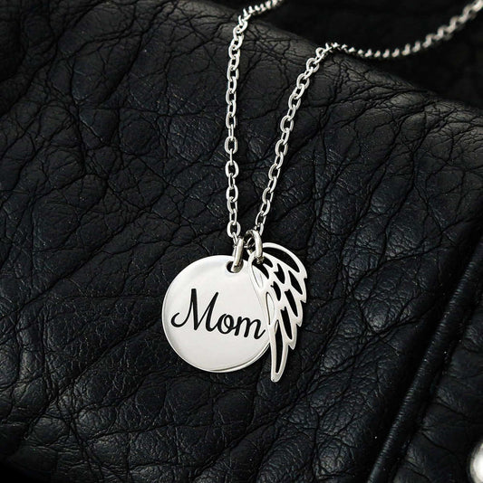 Memorial Necklace for Mom – Remembrance Angel Wing Jewelry Gift