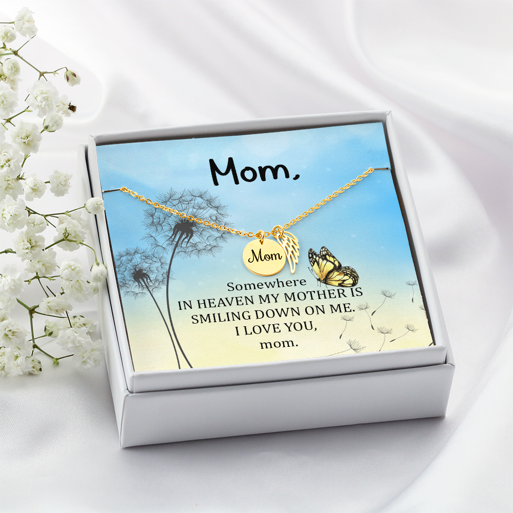 Memorial Necklace for Mom – Remembrance Angel Wing Jewelry Gift