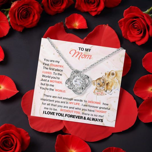 Love Knot Necklace with Rotating Rose Gift Box – Gift for Mom