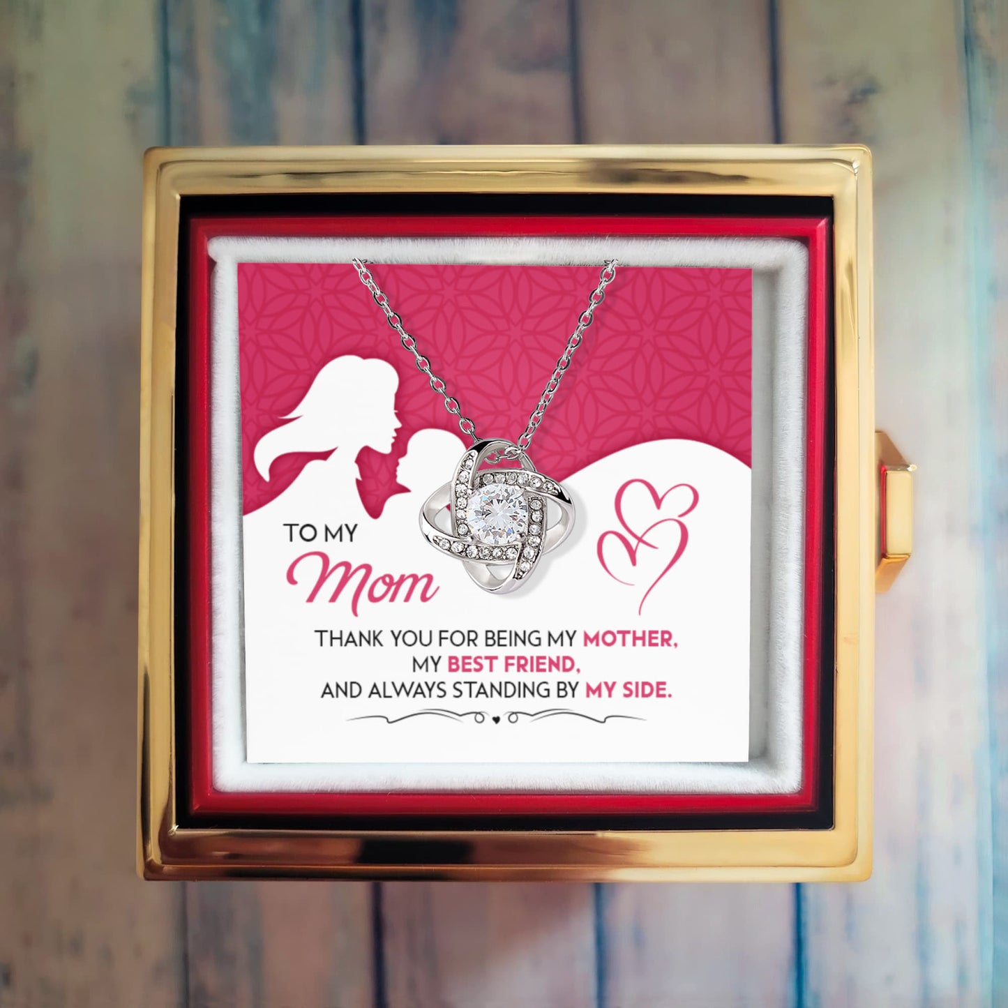 To my mom Love Knot with Rotating Rose Gift Box !