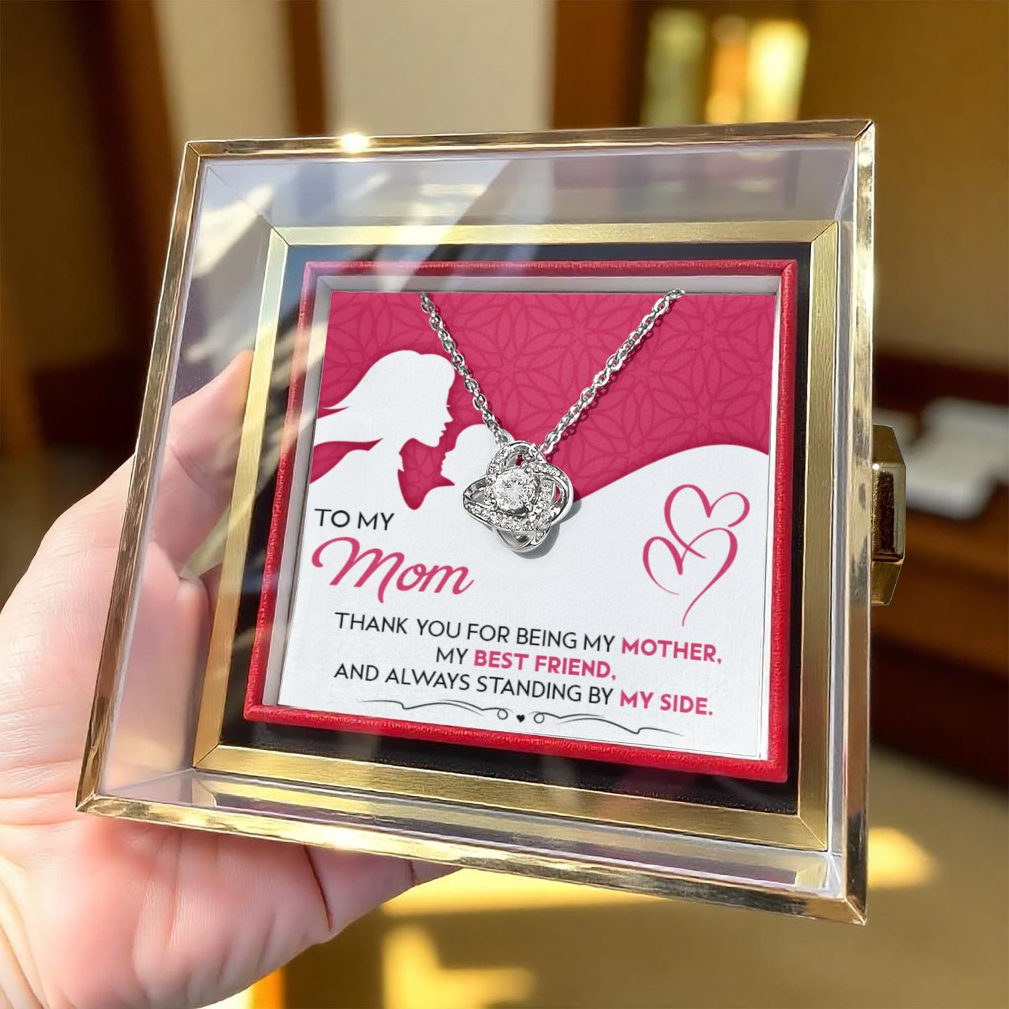 To my mom Love Knot with Rotating Rose Gift Box !