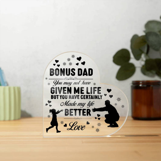 Bonus Dad Plaque – Personalized Father’s Day Gift from Stepdaughter or Stepson