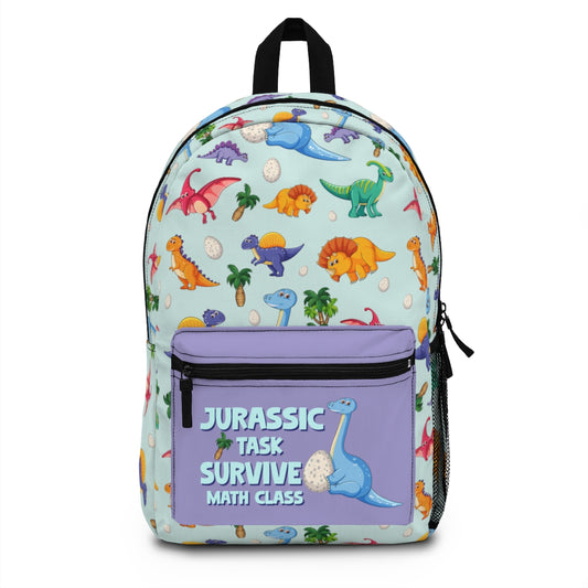Jurassic Math Survivor Kids Backpack – Funny Dinosaur Bookbag for School