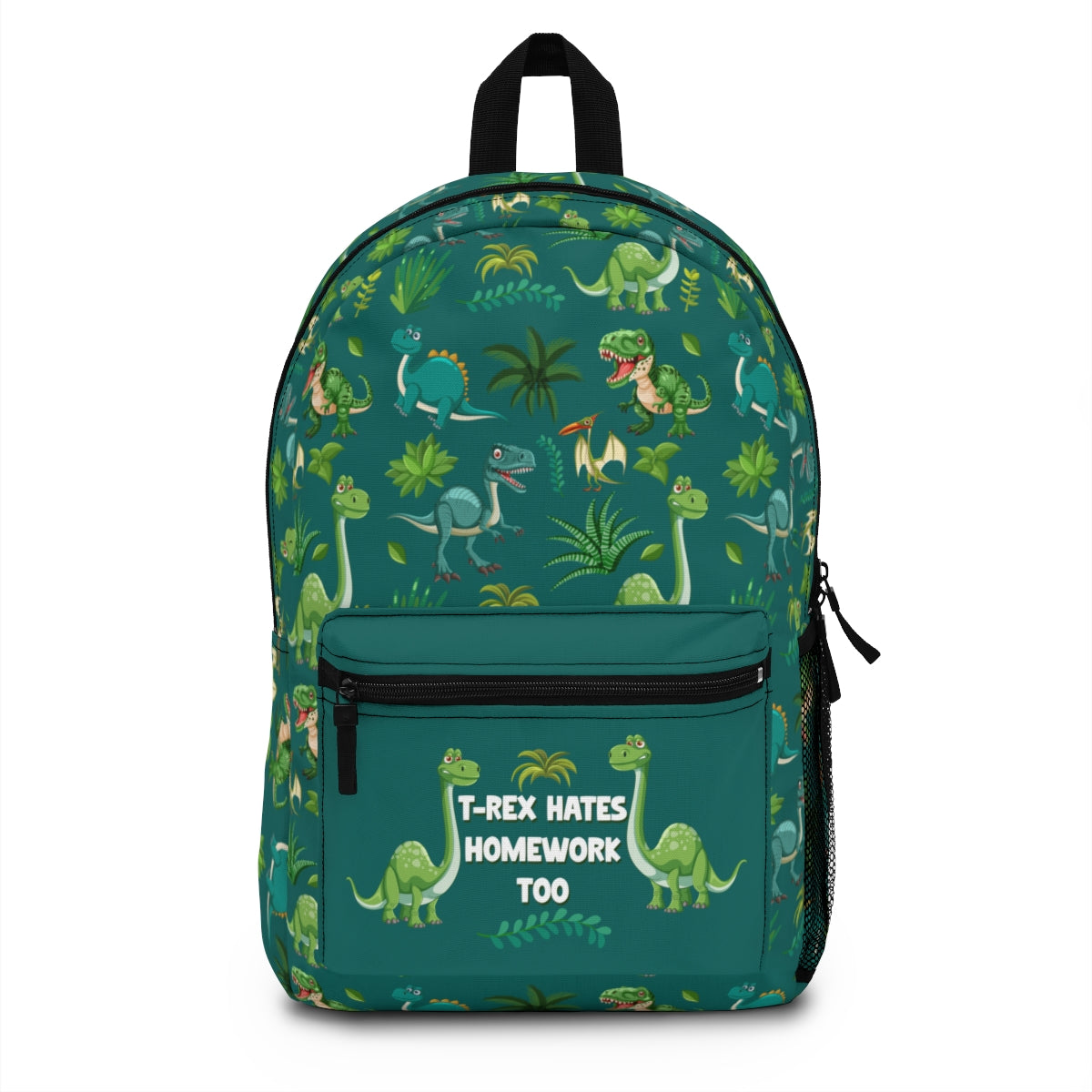 T-Rex Hates Homework Too – Funny Dinosaur Backpack for Kids
