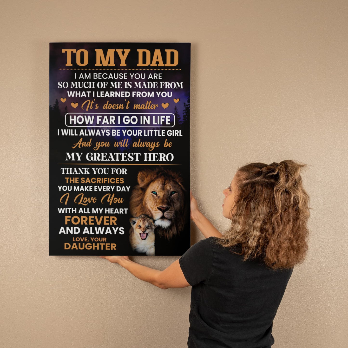 My Dad from Daughter Canvas – Lion Wall Art Father’s Day Gift