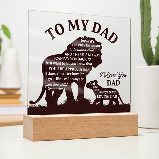 To My Dad Acrylic Plaque – Father’s Day Gift from Son or Daughter