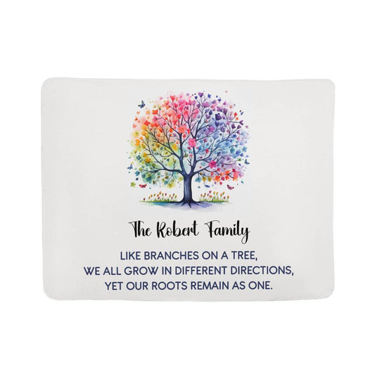 Custom Family Tree Sherpa Fleece Blanket – Roots & Branches Quote